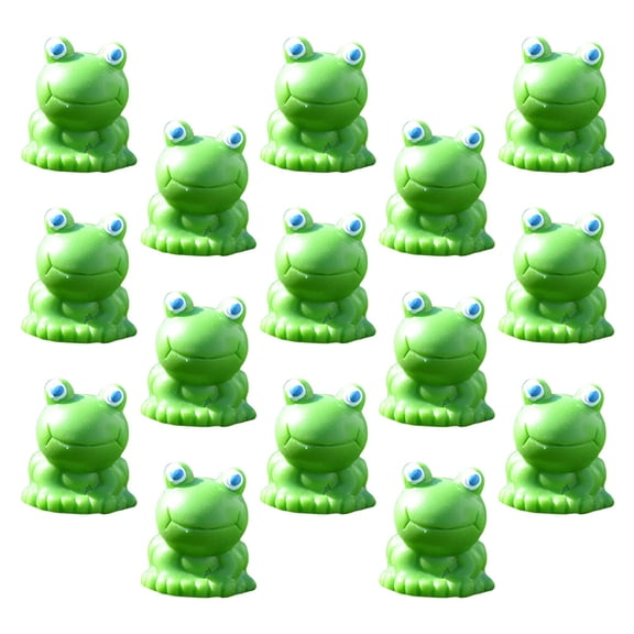 KAKOWELY Frog Miniature Figurines Resin Green 15Pcs 0.6x0.7in