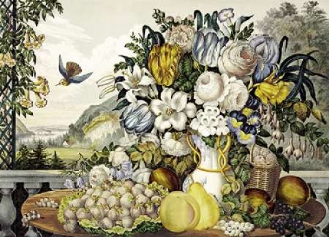 Landscape Fruit and Flowers Canvas Art - Frances Flora Bond Palmer (20 x 28)