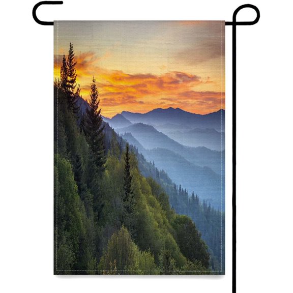 Landscape Garden Flags Double Sided Yard Flags,Great Smoky Mountains National Park Scenic Sunrise Landscape,Outdoor Flag,Farmhouse Flags,Holiday Garden Decorations 12x18 Inch