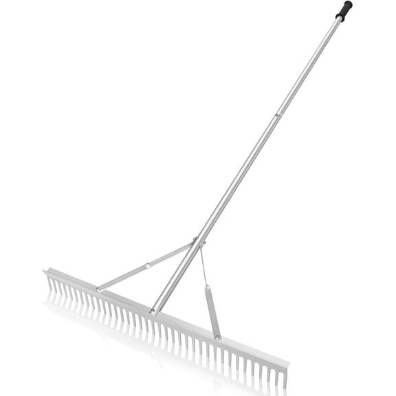 Landscape Garden Rake Head Aluminum Heavy Duty Rake for Leaves Weed with Long Handle for Loosening Soil Lawn Care Weeding Landscaping Tools