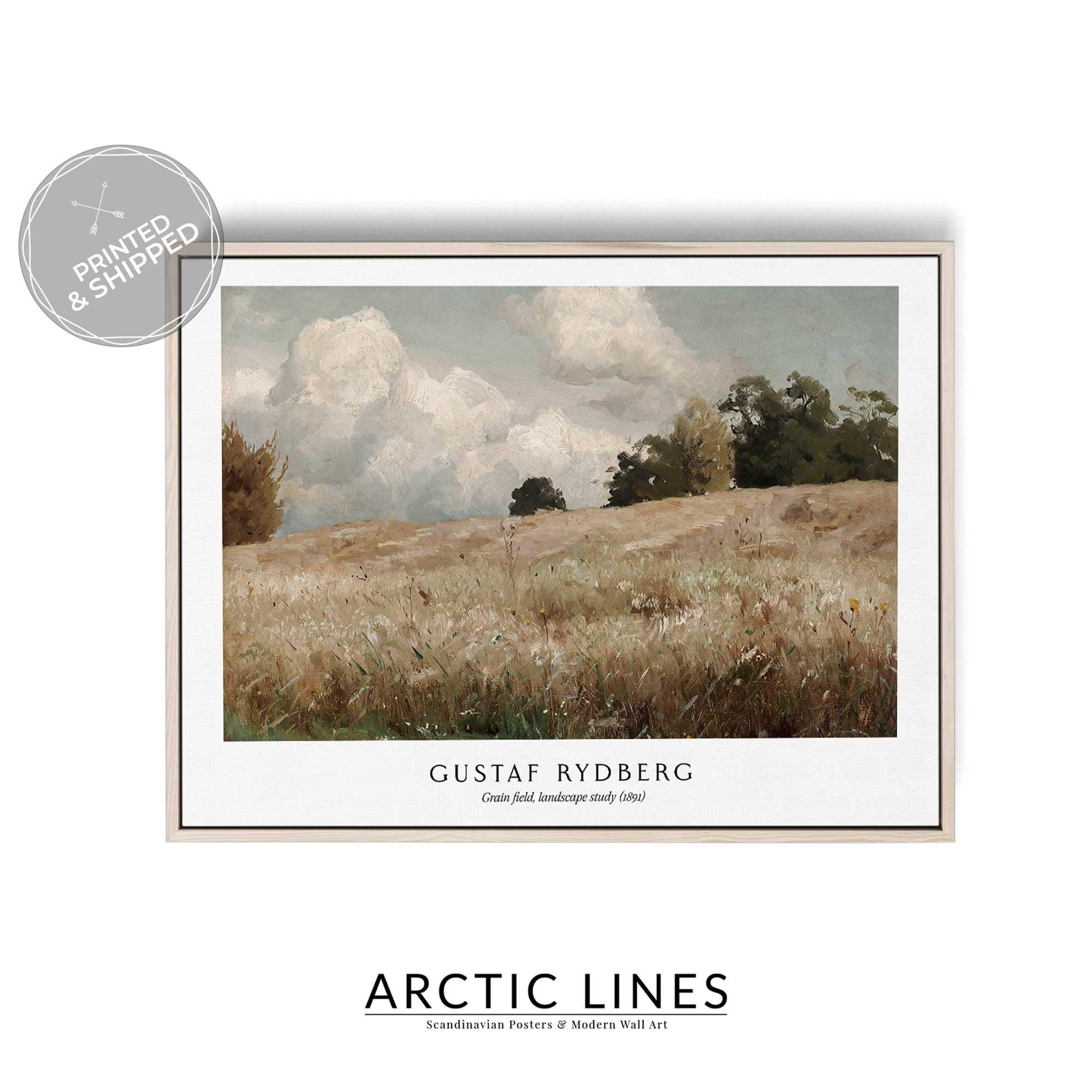 Simple Field Landscape Landscape Gustaf Rydberg Grain Field Vintage Farmhouse Poster , Poster ...