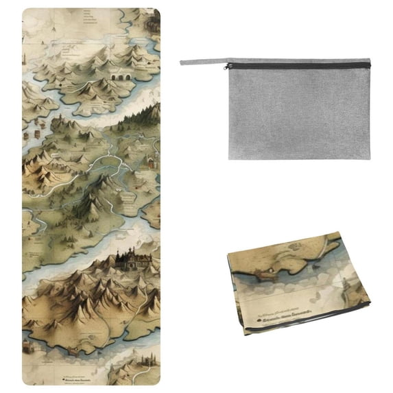 Landscape Gym Towel with Storage Bag, 72.8"x26.8", Suitable for Yoga, Pilates, Fitness, etc.