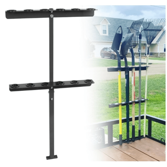 Landscape Hand Tool Rack for Trailer Truck, 6 Holes Long Handle Tool Storage Holder with Rubber Grommets Compatible With Shovels/Rakes/Pickaxes and Other Straight Handle Tools