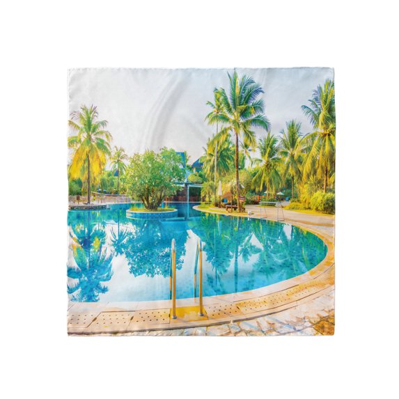 Landscape Head Scarf, Pool Resort Travel, Head Wrap, 3 Sizes, by Ambesonne