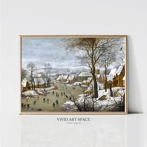 Landscape With Ice Skaters By Pieter Bruegel The Elder, Renaissance Art, Winter Classic Art Print, UNFRAMED PAPER POSTER, Home Decor, Vintage Gift, Living Room Dercor