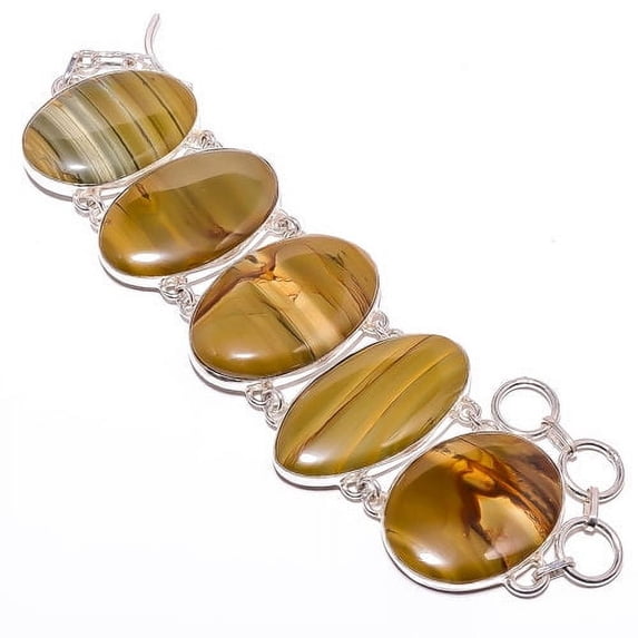 Landscape Jasper 925 Sterling Silver Link Bracelet 7.99" T43, Gemstone Jewelry, Birthday Gift, Beautiful Jewelry For Woman & Girls