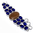 thumbnail image 1 of Landscape Jasper & Blue Sapphire 925 Silver Plated Bracelet 7.99" T2751, Valentine's Day Gift, Birthday Gift, Beautiful Jewelry For Woman & Girls, 1 of 1