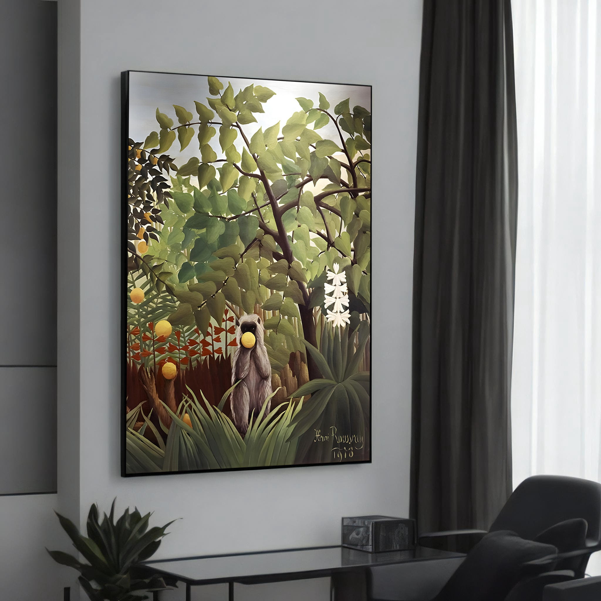 Landscape Jungle Exotic With Monkeys Iconic Na Ve For Lovers Poster ...
