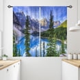 thumbnail image 1 of Landscape Kitchen Curtains Nature Theme Forest Tree Lake Mountain Scenery Scene Design Print Pattern Rod Pocket Waterproof Window Drapes for Bathroom Bedroom Office Cafe 2 Panels 26 x 36 Inch, 1 of 6