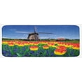 thumbnail image 1 of Landscape Kitchen Mat, Tulip Blooms with Classic Dutch Windmill Netherlands Countryside Spring Picture, Plush Decorative Kitchen Mat with Non Slip Backing, 47" X 19", Yellow Blue, by Ambesonne, 1 of 1