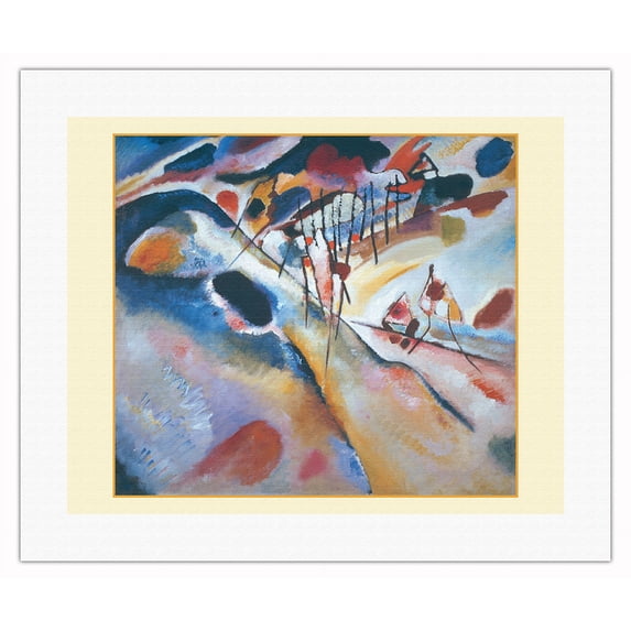 Landscape (Landschaft) - From an Original Color Painting by Wassily (Vasily) Kandinsky c.1913 - Fine Art Rolled Canvas Print (Unframed) 16in x 20in