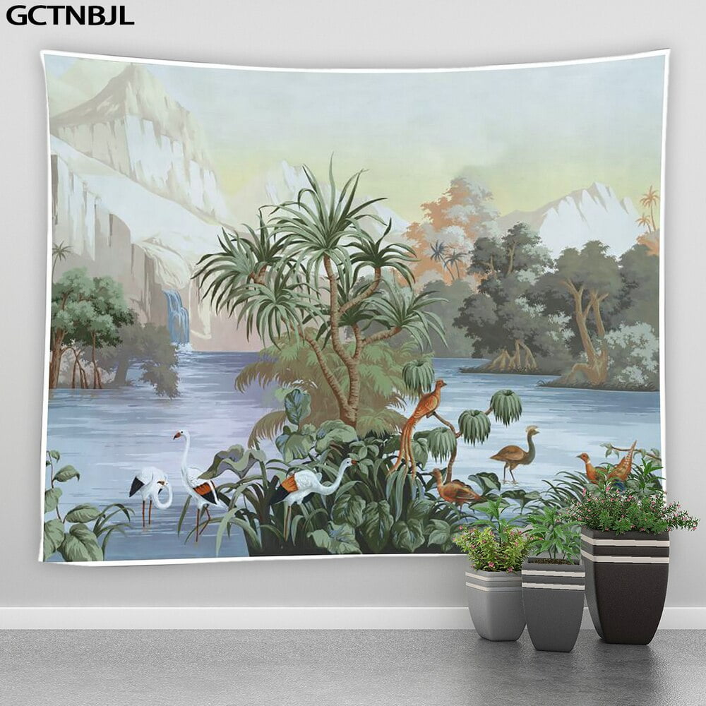 Landscape Large Tapestry Tropical Rainforest Palm Tree Natural Forest