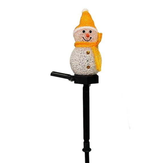 Landscape Light, Yellow Acrylic Solar Snowman Ground Plug Lawn Light 12X5.5X3.9 In, for Halloween Holiday Outdoor Yard, Patio, Garden, Pathway, Lawn, and Porch Spaces, Waterproof