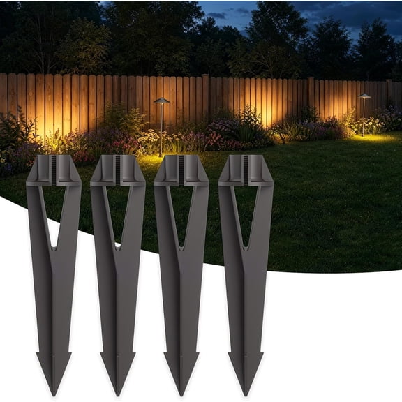 Landscape Lighting Stakes, 1/2 NPT Female Thread, 8.6 Inch Solid Plastic Spikes,Corrosion Resistant Replacement Spikes for Outdoor Garden Yard Path Lights, Spotlights 4-Pack
