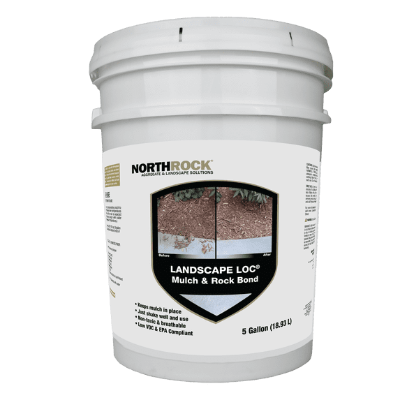 Landscape Loc Mulch & Rock Bond - Binds Mulch, Rock, Bark, & Pea Gravel, Dries Clear (5 Gallon)