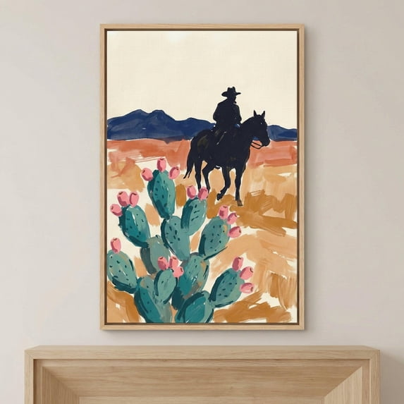 Pear Application Landscape Lone Cowboy Minimalist Silhouette Desert Western Horse Rider ...