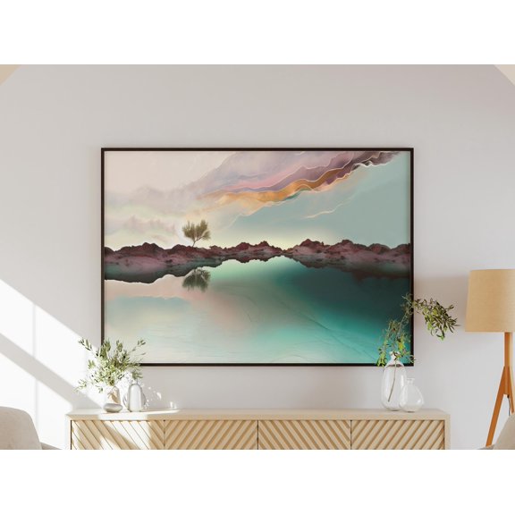 Landscape Meditation Zen Art Minimalist Tranquil Serene Space Paper Interior Zen Art Poster , Poster Print Only