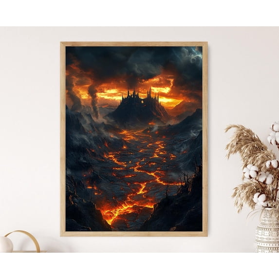 Landscape Mordor Dark Volcanic Fantasy Illustration Poster , Poster ...