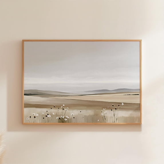 Landscape Neutral Meadow Field Paper Art Alternate Modern Decor Poster ...