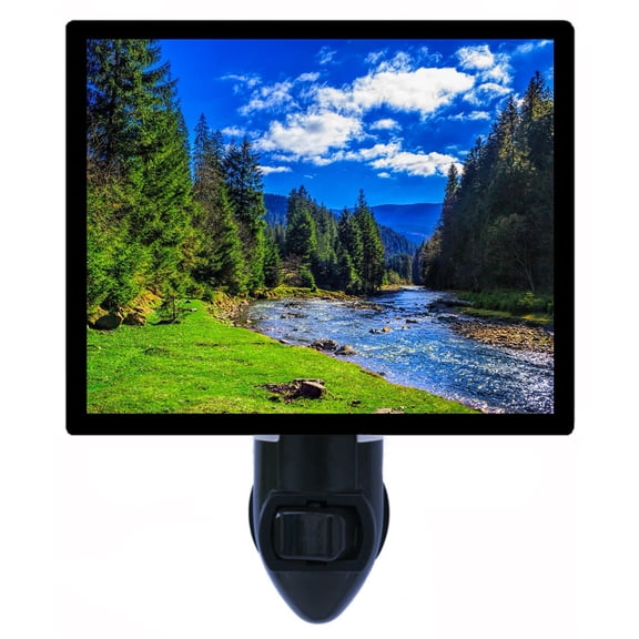 Night Light - Rocky Shore. | Landscape Theme, Includes Free Switchable Insert, 4W Bulb, E12 Base