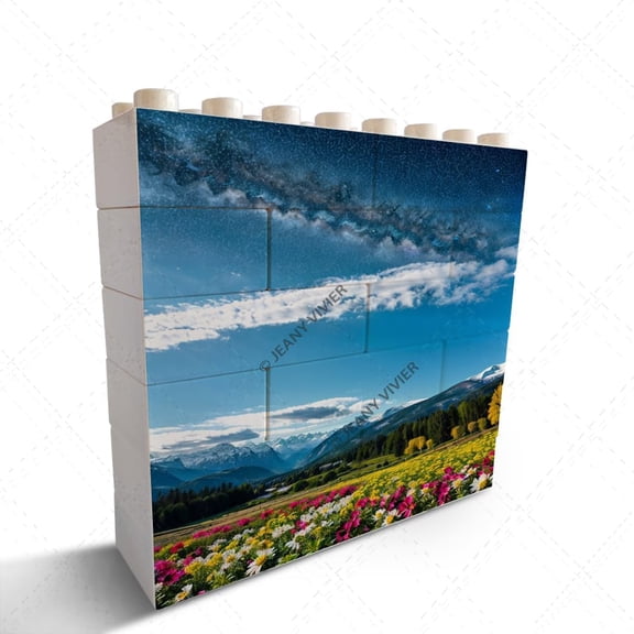 Landscape Oil Painting Themed Office Desk Decor Coworkers Gifts Novelty Building Brick Funny Block Puzzle Horizontal Shaped Picture Christmas Birthday Housewarming Gift