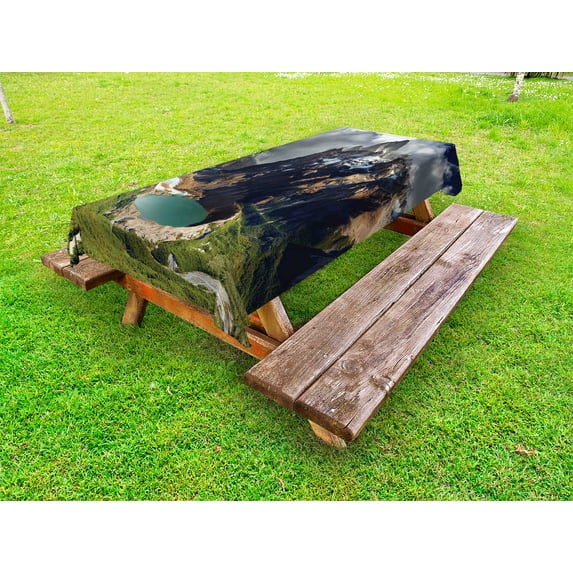 Landscape Outdoor Tablecloth, Mount Fitz Roy and Laguna Torre Los Glaciares National Park Patagonia Argentina, Decorative Washable Fabric Picnic Tablecloth, 58 X 104 Inches, Multicolor, by Ambesonne