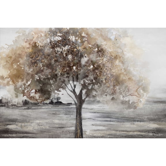 Landscape Painting "Golden tree crown in the Field" oil painting prints Wall Art for living room, bedroom, Bar - Wrapped Canvas Prints