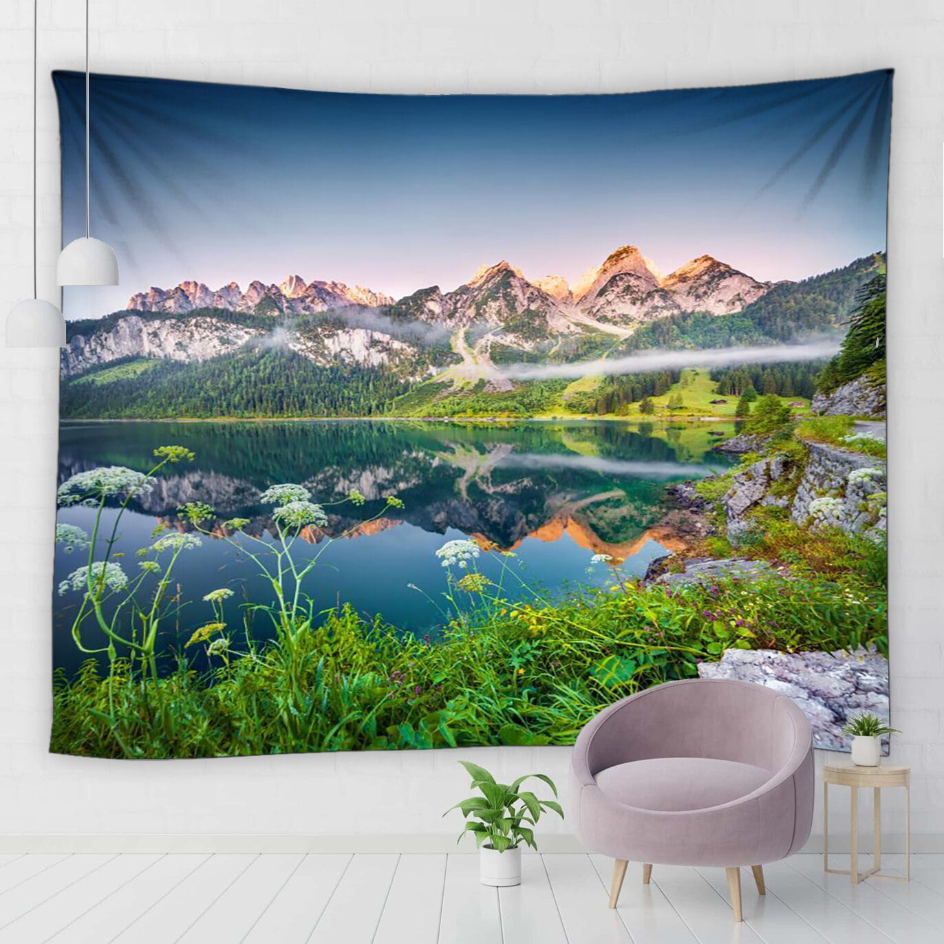 Tapisserie Murale Vintage - Paysage Floral - 127 X 89 Cm - Fabrication Européenne