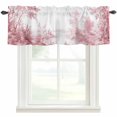 thumbnail image 1 of Landscape Painting Window Valance Curtain Pink Tree Riverside Rod Pocket Short Curtain for Living Room, Bedroom & Kitchen Window Decor 42x18in, 1 of 8