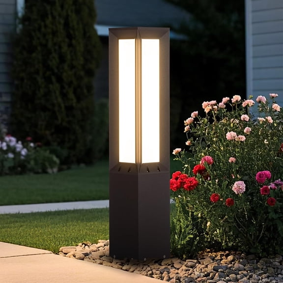 Landscape Path Light Hard Wired, 31.5" Outdoor Pathway Lights AC100-240V, Waterproof Bollard Driveway Lamp, Modern 3000K Standing Lighting Patio Lawn Tall Garden Lantern for Commercial Walkway