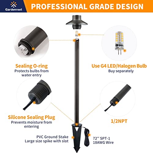 Landscape Path Lights Brass, 12V Low Voltage Pathway Lights Wired