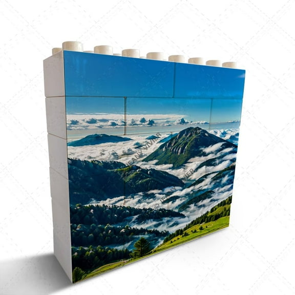 Landscape Picture Home Office Desk Cubicle Shelf Decor Novelty Building Brick Horizontal Shaped Picture Christmas Birthday Valentine's Day Housewarming Gift