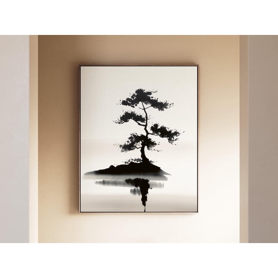 Floaitng Tree Landscape Portrait Floating Lone Tree Zen Statement Modern Serene ...
