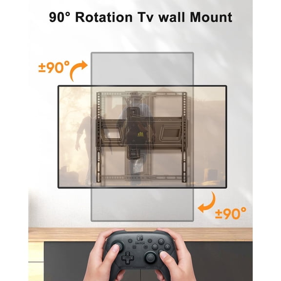 Landscape to Portrait Rotating TV Wall Mount for Vertical Mounting of Displays,Menu Wall Board Mount for 26-65" TVs Holds 88 lbs, Full Motion Corner TV Mount Height Adjusted,VESA 400x400,FORGINGMOUNT