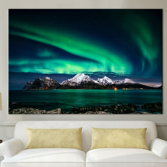 Landscape Poster, Night Sky Landscape Art Canvas, Sky Landscape Artwork, Northern Lights Photo Print, Sky Wall Decor, Aurora Artwork, Canvas Wall Decor - 5P Mix-Gallery Wrap