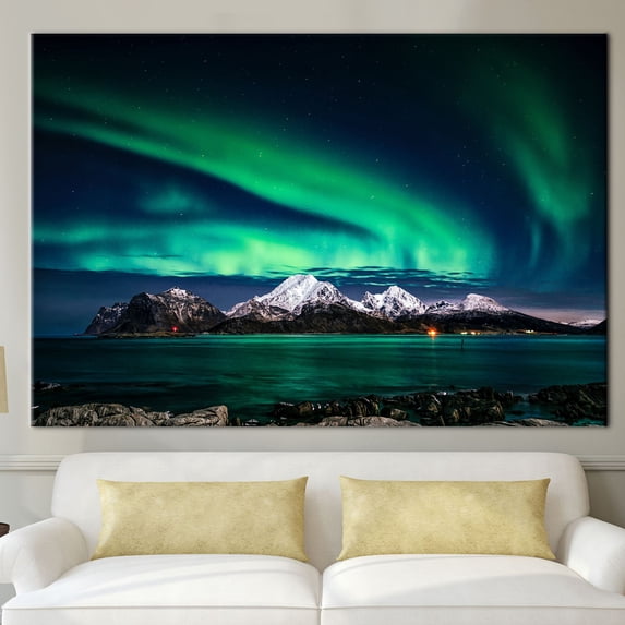 Landscape Poster, Night Sky Landscape Art Canvas, Sky Landscape Artwork, Northern Lights Photo Print, Sky Wall Decor, Aurora Artwork, Canvas Wall Decor - Gallery Wrapped
