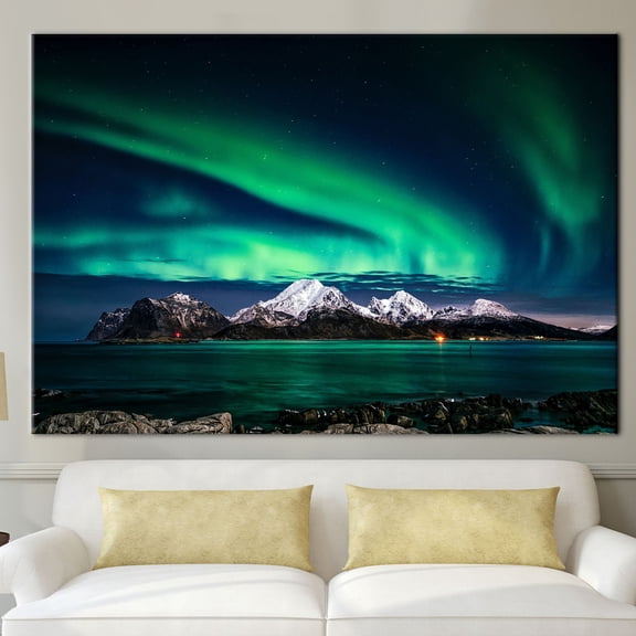Landscape Poster, Night Sky Landscape Art Canvas, Sky Landscape Artwork, Northern Lights Photo Print, Sky Wall Decor, Aurora Artwork, Canvas Wall Decor - Rolled Canvas