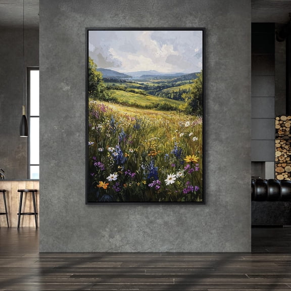 Landscape Poster, Wildflowers Art Poster, Charming Countryside Scenery,Wall Art, Housewarming UNFRAMED Poster, 8x12