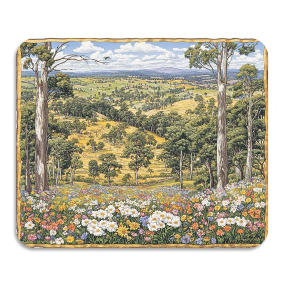 Landscape Print Diatomaceous Earth Water Absorbent Mat, Anti-Slip Rubber Backing, 15.7" x 11.8"