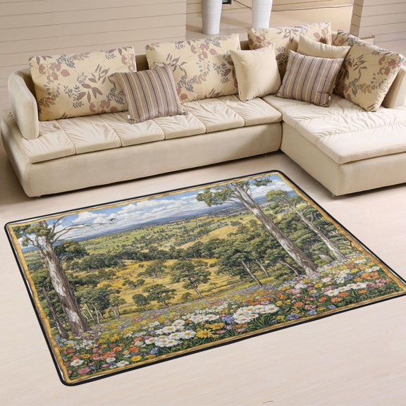 Landscape Print Soft Polyester Area Rug 36''x24'', Non Slip, Memory Foam, Water Absorbent