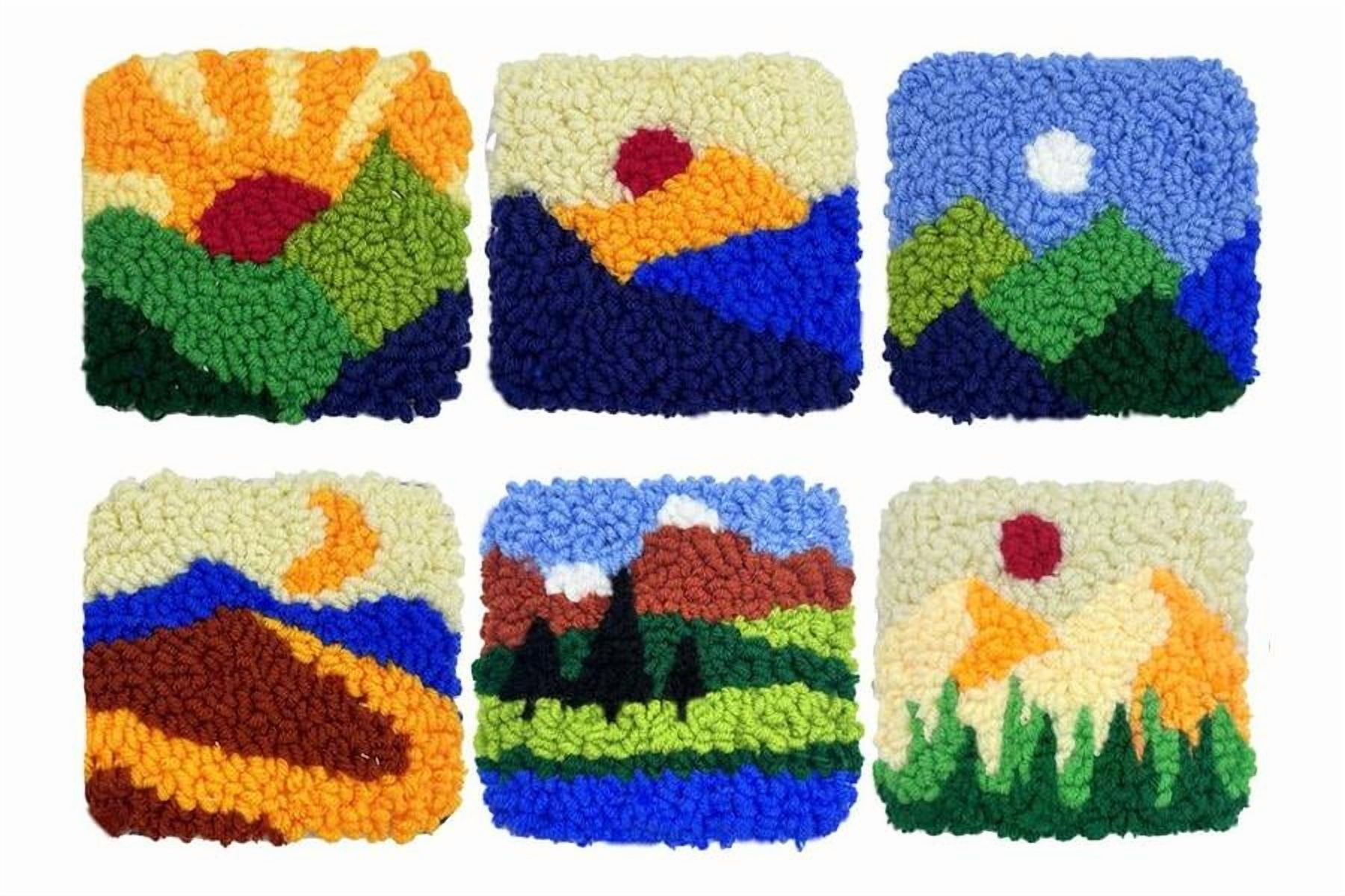 Landscape Punch Needle Coasters Kit,6-pattern punch needle Needle Coasters Kit ,Punch Art for Beginners,Suitable for Home Decoration