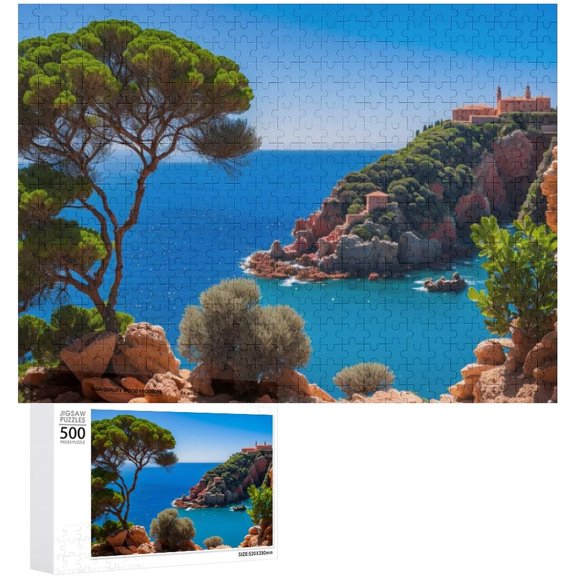 Landscape Puzzle 500 Piece Jigsaw Puzzle Illustration of Mountains and Rivers - The Land of a Country,20"x15" Large Puzzle for Family Party Holiday - Each Piece is Unique