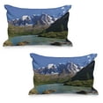 thumbnail image 1 of Landscape Quilted Pillowcover Set of 2, Snowy Mountaintop Bustling River Pine Trees Rocks Grass Clouds Shrubs, Standard Queen Size Pillow Cover for Bedroom, 36" x 20", White Green Grey, by Ambesonne, 1 of 1