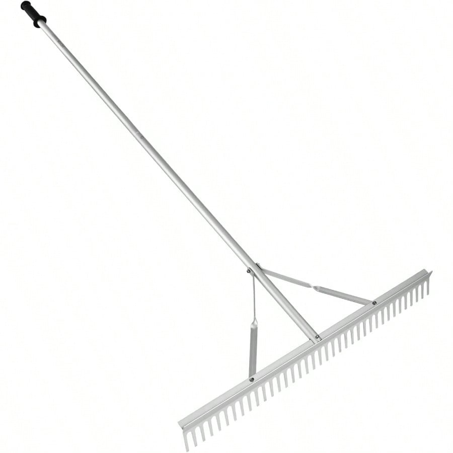 4t Silver Rake Landscape Rake 36 Head Aluminum Lake Rake With 75 Long Handle For ...