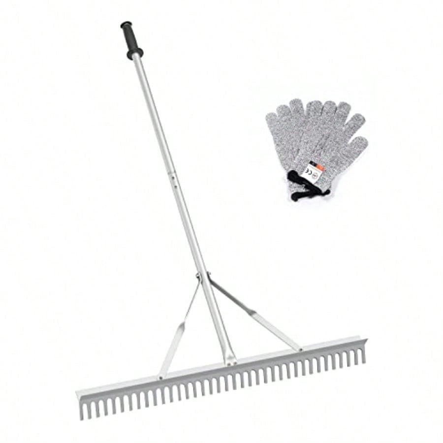 Landscape Rake 36 Inch Head Leaf Rakes for Lawns with 67 Inch Handle Aluminum Yard Tool for Loosening Soil Landscaping Lawn Care Lake Garden Pond and Beach Care