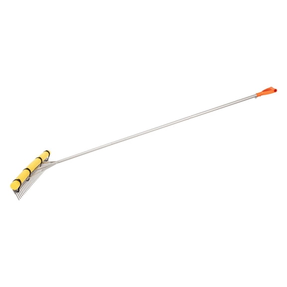 Landscape Rake 36" Wide with 102" Adjustable Handle, Aluminum Alloy, 51.84ft Rope, Buoyant Foam for Lake Pond Weeds Leaves Clearing