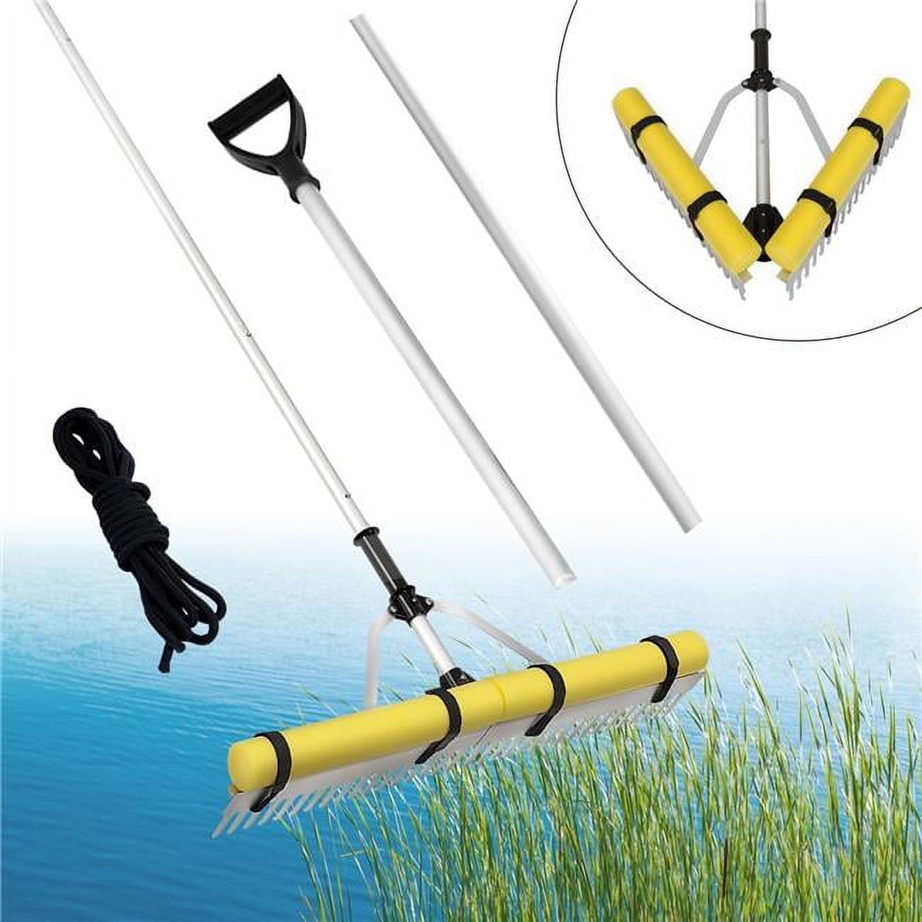 Extension Bull Rake Landscape Rake, 36 in. Head Aluminum Landscape Rake, Lake Weed Rake ...