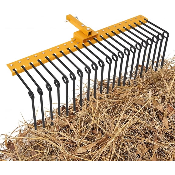 Landscape Rake, 48" Optional Width, Heavy Duty Steel Pine Straw Rake with Replaceable Tines, Fits 2" Hitch Receiver, Tow Behind Lawn Rake for Yard Debris, Leaves, Pine Needles, Lawn Care