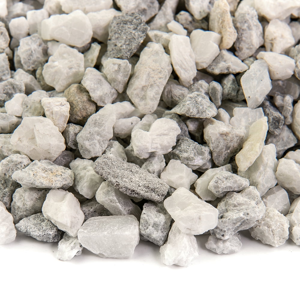 White and Gray Crushed Stone Garden Pebbles, 20 lbs