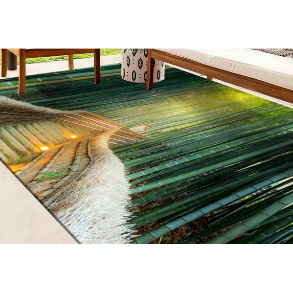 Landscape Rug, Bamboo Rug, Easy to Clean Rug, Cute Rug, Modern Rugs, Rugs, Green Landscape Rugs, Entry Rugs, Office Decor Rug, Home Decor, 3.3'x6.5' - 100x200 cm